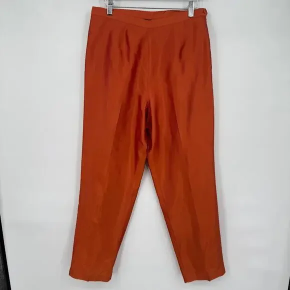 Women's Silkland Silk Dress Pants Orange Pants Size 10 - Picture 2 of 5